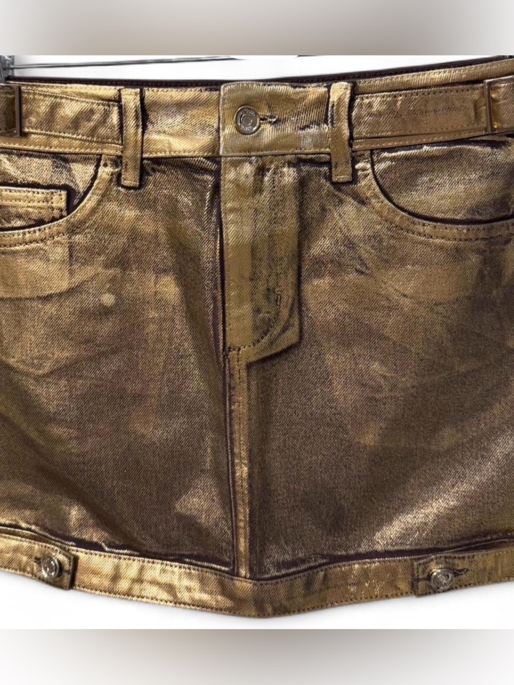 NWOT LIU -JO Gold metallic mini skirt size 28